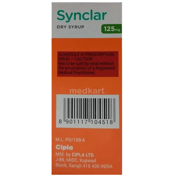 synclar 125mg dry syrup 30 ml